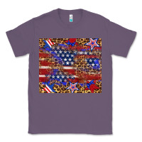 Lavender American flag and star leopard Classic Tee - Artiststas