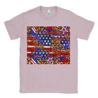 Lilac American flag and star leopard Classic Tee - Artiststas