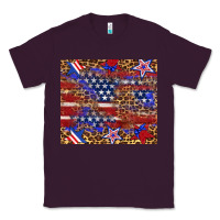 Plum American flag and star leopard Classic Tee - Artiststas