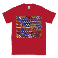 Red American flag and star leopard Classic Tee - Artiststas