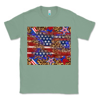 Sage American flag and star leopard Classic Tee - Artiststas