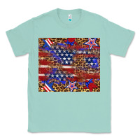 Seafoam American flag and star leopard Classic Tee - Artiststas