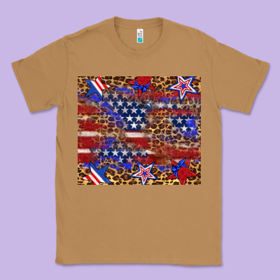 American Flag And Star Leopard Classic Tee Designed By Artiststas