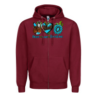 Burgundy peace love  gemstone Zipper Hoodie - AdoDesignShop