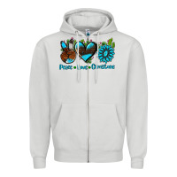 Dove Grey peace love  gemstone Zipper Hoodie - AdoDesignShop