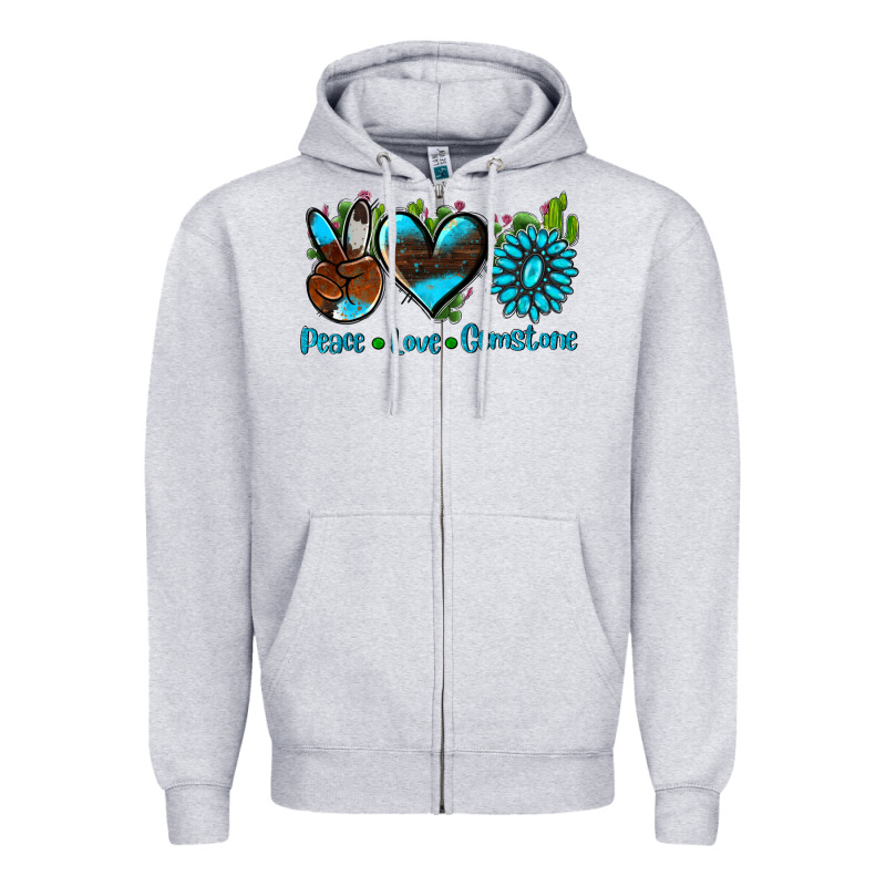 Peace Love  Gemstone Zipper Hoodie by AdoDesignShop | Teevron