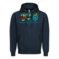 Navy peace love  gemstone Zipper Hoodie - AdoDesignShop