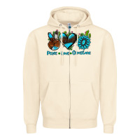 Sandshell peace love  gemstone Zipper Hoodie - AdoDesignShop