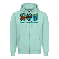 Seafoam peace love  gemstone Zipper Hoodie - AdoDesignShop