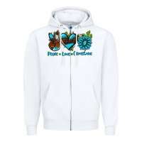 White peace love  gemstone Zipper Hoodie - AdoDesignShop