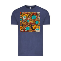 Vintage Denim western aztec bull skull seamless pattern Vintage Tee - FaDigitalArtStudio