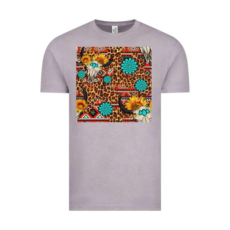 Western Aztec Bull Skull Seamless Pattern Vintage Tee by FaDigitalArtStudio | Teevron