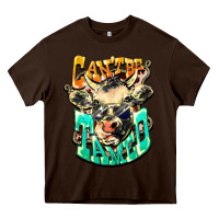 Chocolate Brown Can't be tamed cow Heavy Core Tee - HowdyJamesFarm