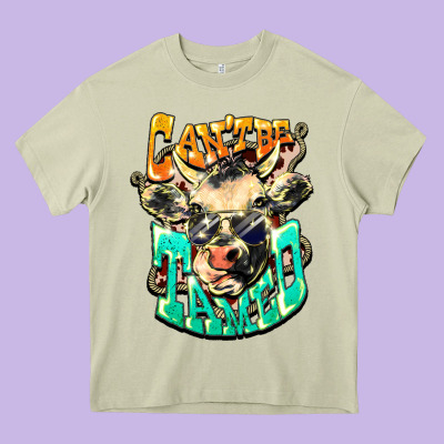 Can't Be Tamed Cow Heavy Core Tee Designed By Howdyjamesfarm