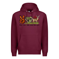 Burgundy Peace Love White Tailed Buck Deer Premium Hoodie - LillyAllenDesigns