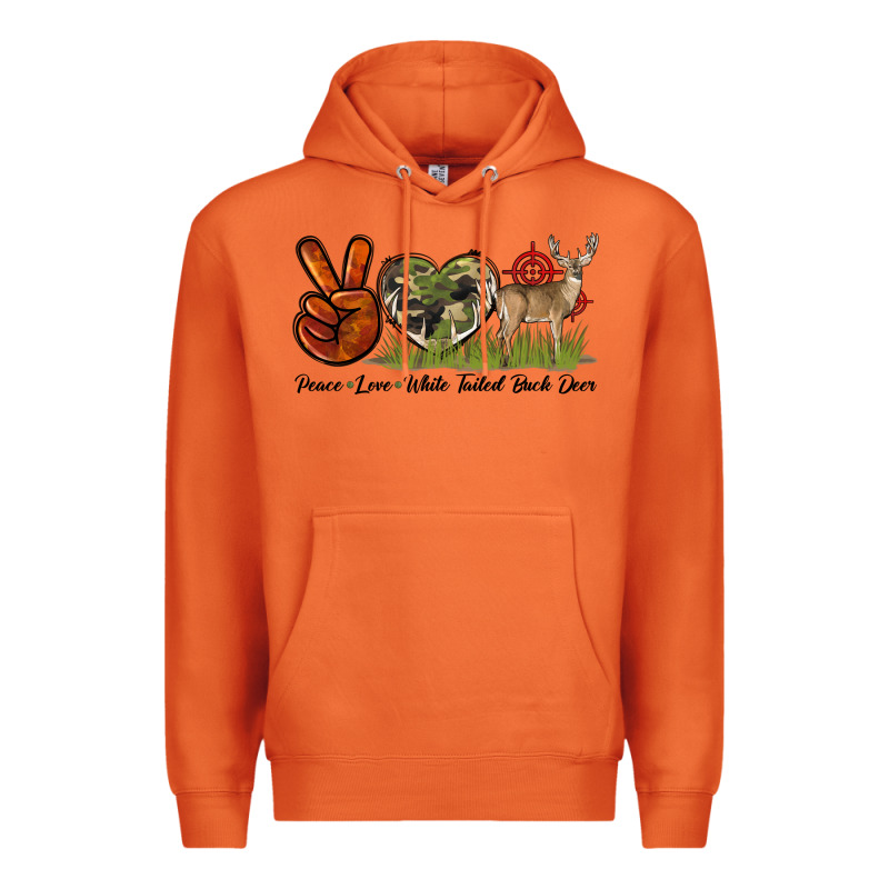 Peace Love White Tailed Buck Deer Premium Hoodie by LillyAllenDesigns | Teevron