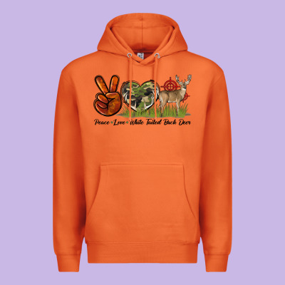 Peace Love White Tailed Buck Deer Premium Hoodie Designed By Lillyallendesigns