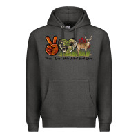 Charcoal Heather Peace Love White Tailed Buck Deer Premium Hoodie - LillyAllenDesigns