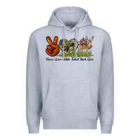 Heather Grey Peace Love White Tailed Buck Deer Premium Hoodie - LillyAllenDesigns