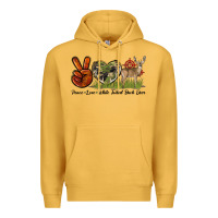 Mustard Peace Love White Tailed Buck Deer Premium Hoodie - LillyAllenDesigns