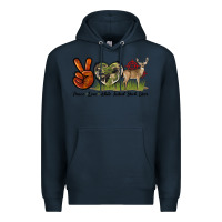 Navy Peace Love White Tailed Buck Deer Premium Hoodie - LillyAllenDesigns