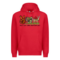Red Peace Love White Tailed Buck Deer Premium Hoodie - LillyAllenDesigns