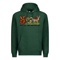 Sports Green Peace Love White Tailed Buck Deer Premium Hoodie - LillyAllenDesigns
