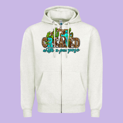 Created With A Purpose Zipper Hoodie Designed By Adodesignshop