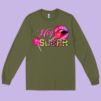 Hey Sugar Valentine's Day Long Sleeve Tee Designed By Fadigitalartstudio