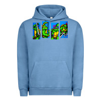 Pigment Pebble Blue arcade turtles Urban Hoodie - linhVisuals