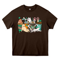 Chocolate Brown Dog coffee cups Heavy Core Tee - HowdyJamesFarm
