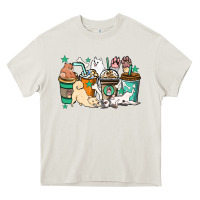 Cream Dog coffee cups Heavy Core Tee - HowdyJamesFarm