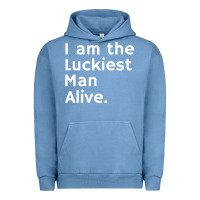 Pigment Pebble Blue luckiest man alive Urban Hoodie - linhVisuals