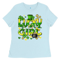 Baby Blue lucky girl st. patricks day Ladies Tee - HowdyJamesFarm