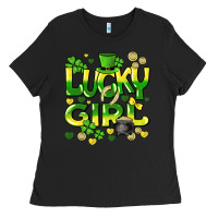 Black lucky girl st. patricks day Ladies Tee - HowdyJamesFarm