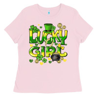 Bubblegum Pink lucky girl st. patricks day Ladies Tee - HowdyJamesFarm