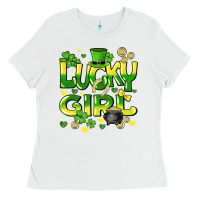 White lucky girl st. patricks day Ladies Tee - HowdyJamesFarm