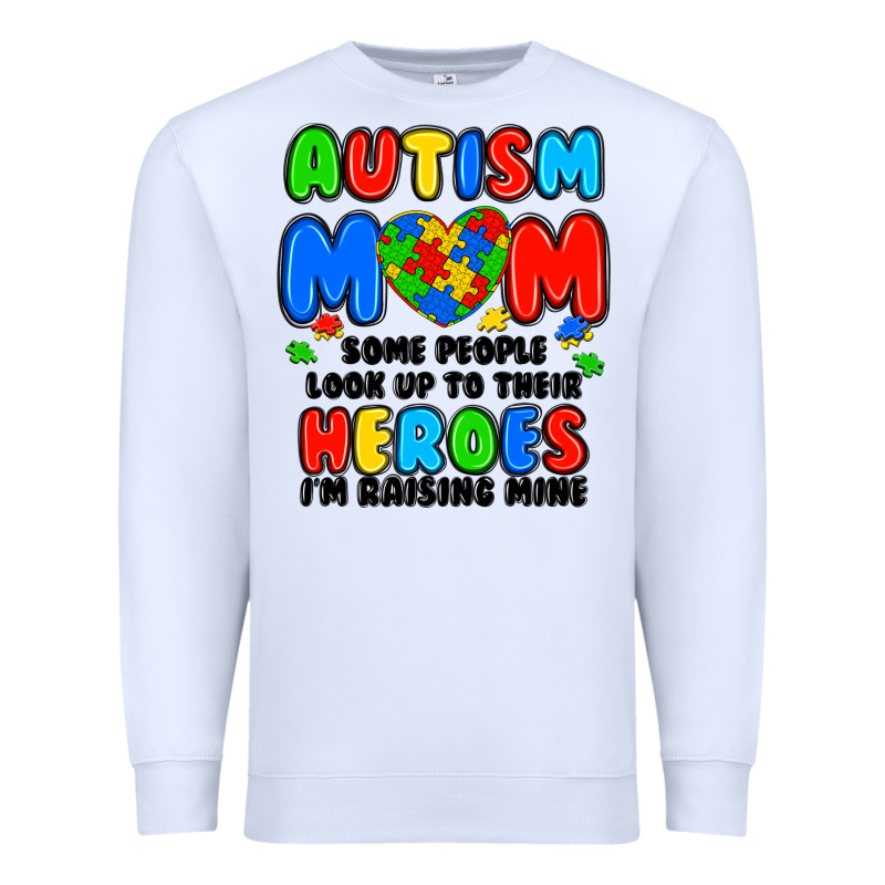 Autism Mom Some People Look Up To Their Heroes I'm Premium Sweatshirt by JahusDesignShop | Teevron
