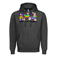 Charcoal Heather peace love  equality Zipper Hoodie - AdoDesignShop