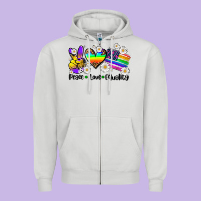 Peace Love  Equality Zipper Hoodie Designed By Adodesignshop
