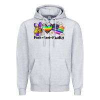 Heather Grey peace love  equality Zipper Hoodie - AdoDesignShop