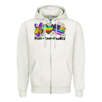 Oatmeal Heather peace love  equality Zipper Hoodie - AdoDesignShop