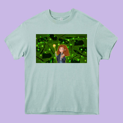 Wizard Girl And Cat Heavy Core Tee Designed By Tumblerdesignbyshophia