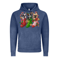 Vintage Denim french bulldog with christmas socks Vintage Hoodie - FaDigitalArtStudio