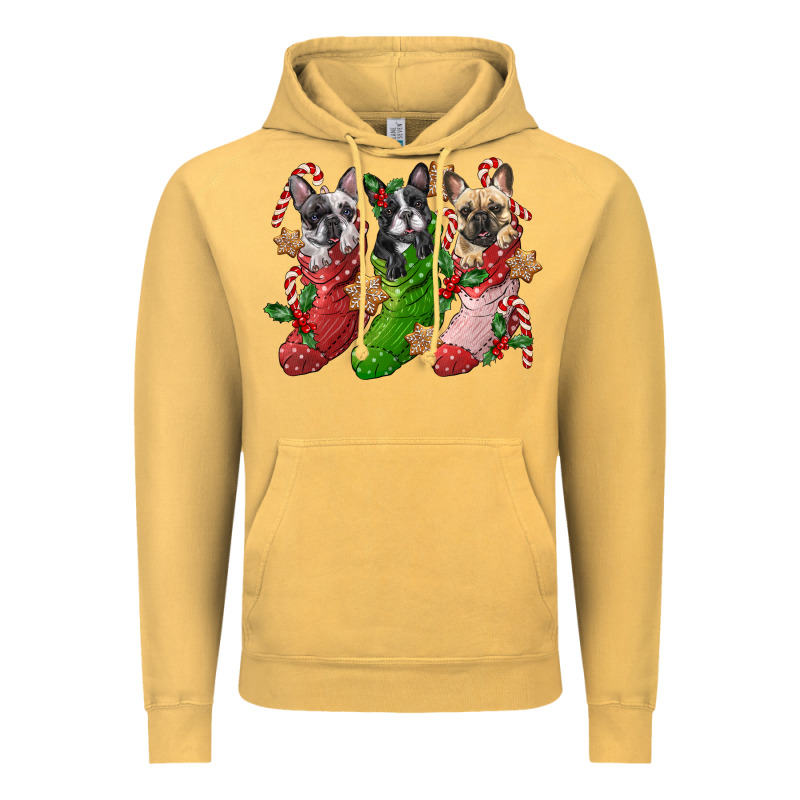 French Bulldog With Christmas Socks Vintage Hoodie by FaDigitalArtStudio | Teevron