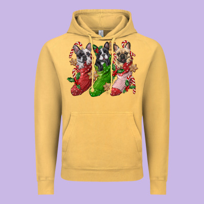 French Bulldog With Christmas Socks Vintage Hoodie Designed By Fadigitalartstudio