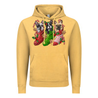 Vintage Mustard french bulldog with christmas socks Vintage Hoodie - FaDigitalArtStudio