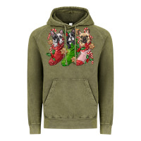 Vintage Olive french bulldog with christmas socks Vintage Hoodie - FaDigitalArtStudio