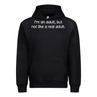 Black i'm an adult, but not like Urban Hoodie - linhVisuals