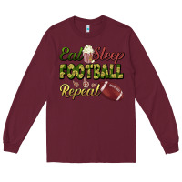 Burgundy eat sleep football repeat Long Sleeve Tee - BundleAndBundleShop